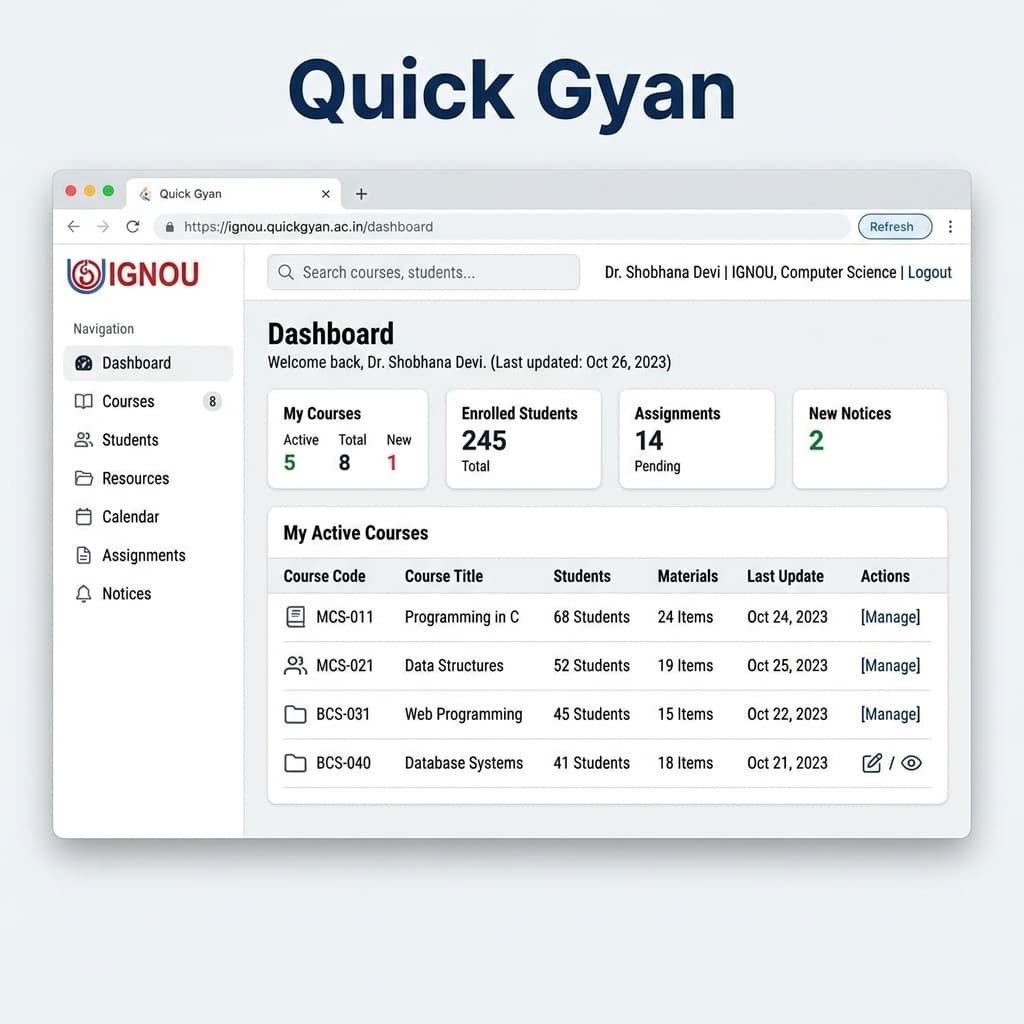 Quick Gyan – IGNOU Study Management